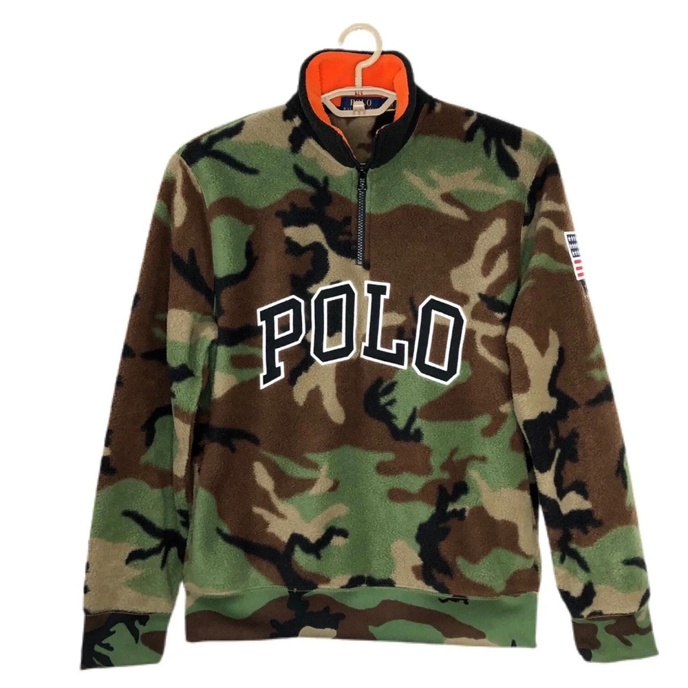 Polo Ralph Lauren Camo Fleece Quarter Zip Pullover Sz S